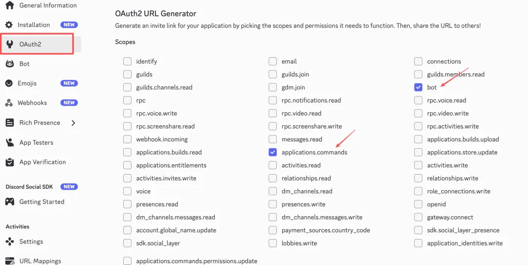 Discord OAuth Scopes