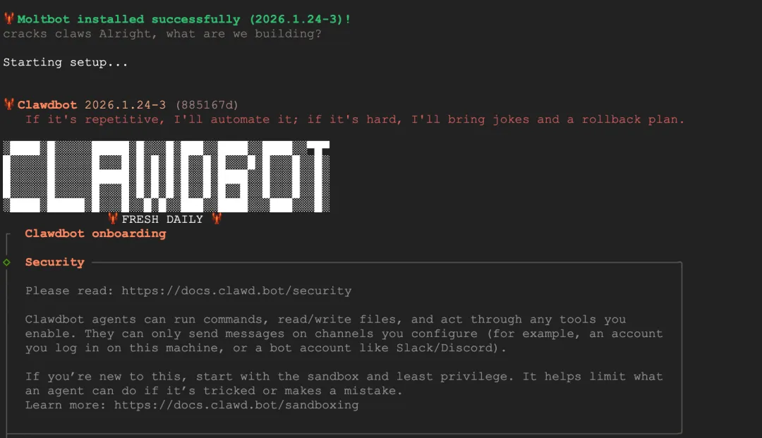 Install ClawdBot Step 2